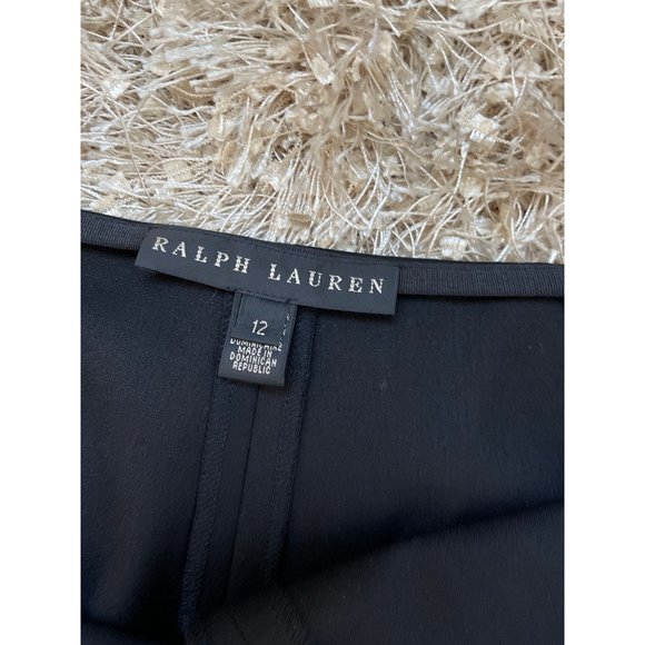 Ralph Lauren Black Label Wool Wide Leg Dress Pants Womens Size 12 Black Stretch - Picture 10 of 11